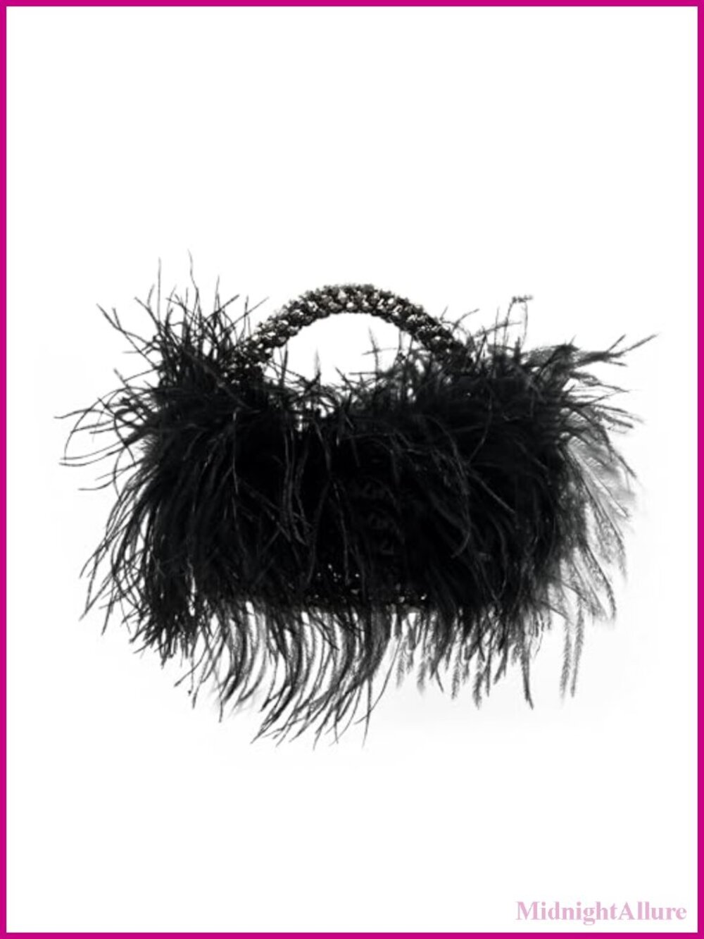 Ostrich Feather Beaded Clutch Handbag Handmade Evening Bag